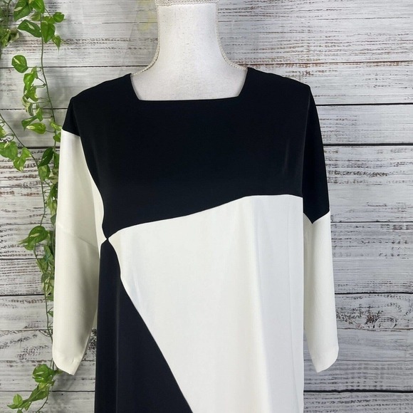 Ever Sassy Tunic Top sz Extra Small Black Ivory Lagenlook Wedding Church Modest - Picture 3 of 11